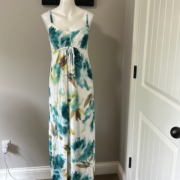 Tommy Bahama Mums The Rose Long Dress Bristol Blue Floral Tropical Hawaiian Sz S - Picture 1 of 12